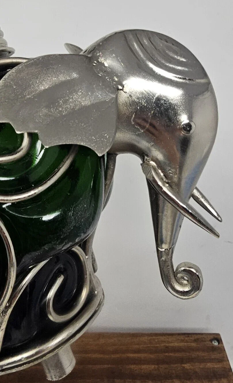 Beautiful Wisdom Of The Elephants Green Glass Boho Oil Lamp Displayed Only 7